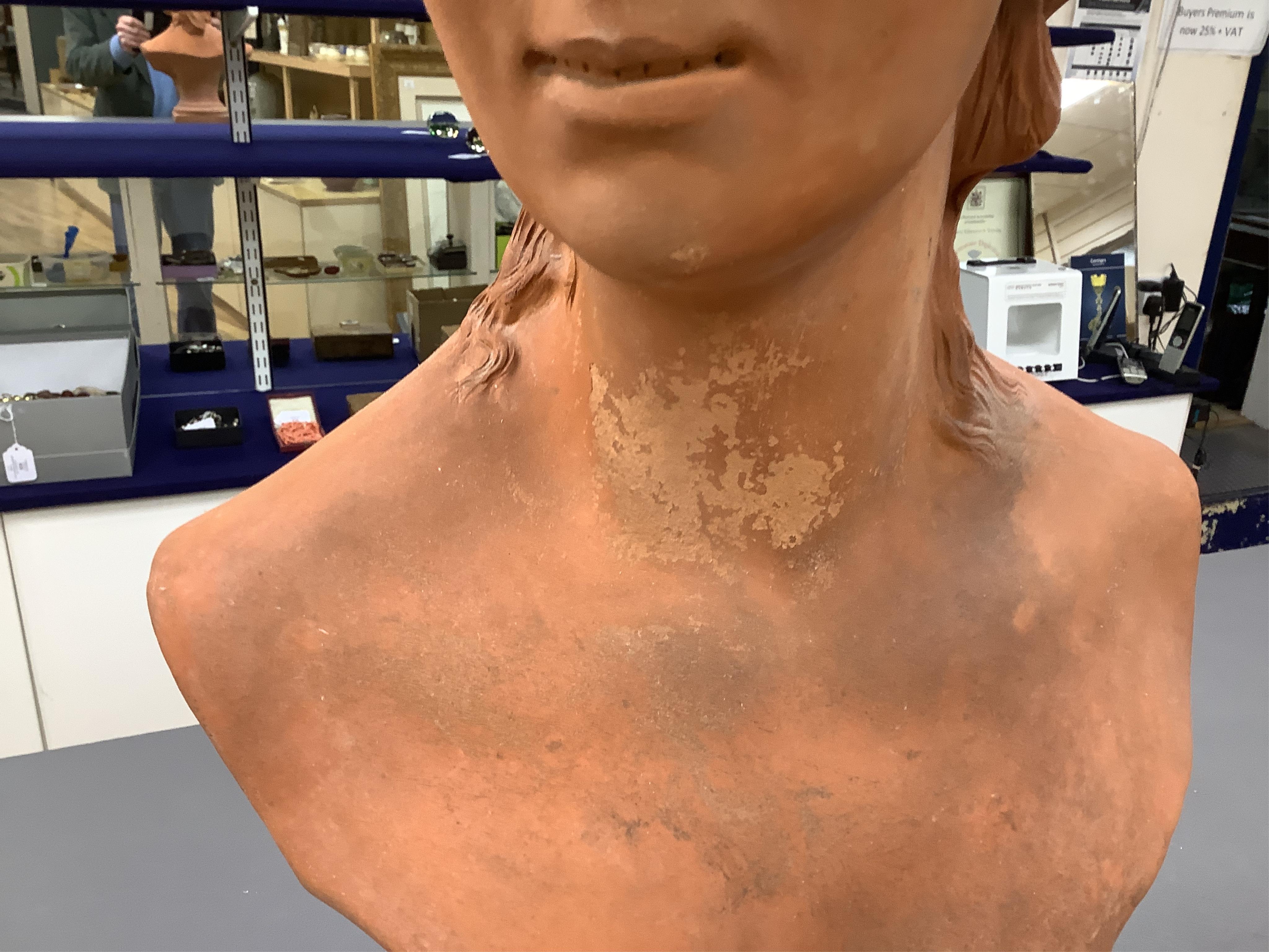 A Bretby classical terracotta bust, 51cm